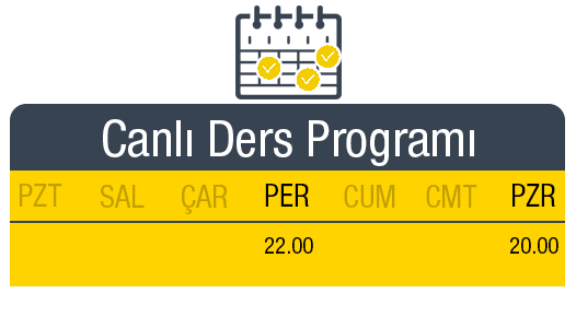 YDS Hazırlık Canlı Dersleri Haftalık Ders Programı