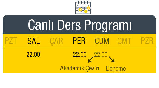 YDS Hazırlık Haftalık Ders Programı
